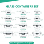 24-Piece Airtight Glass Food Storage Set – Kitchen Organization, Meal Prep