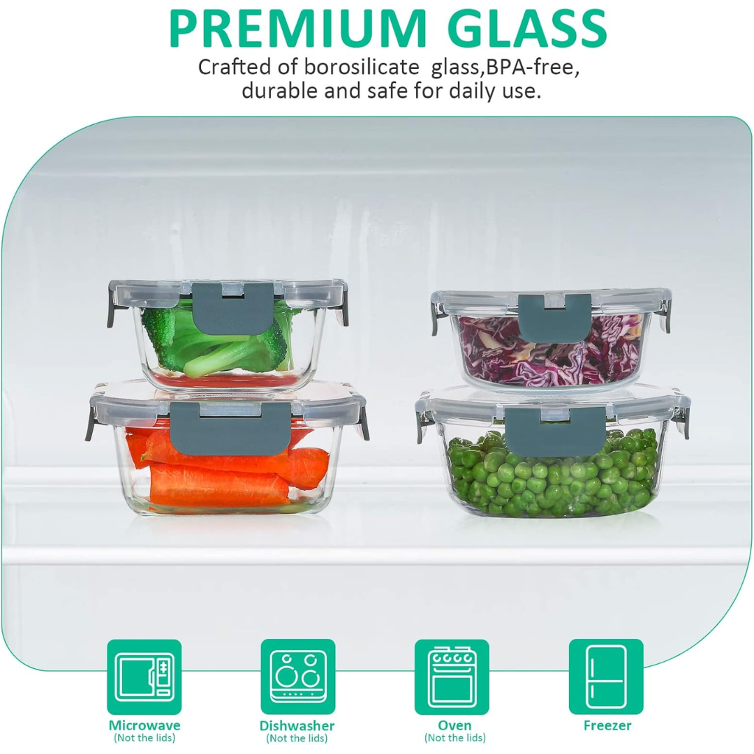 24-Piece Airtight Glass Food Storage Set – Kitchen Organization, Meal Prep