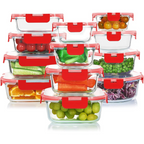 24-Piece Airtight Glass Food Storage Set – Kitchen Organization, Meal Prep