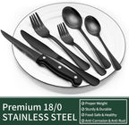 24-Piece Black Stainless Steel Cutlery Set – Dining, Gift
