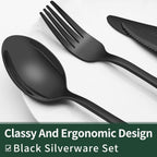 24-Piece Black Stainless Steel Cutlery Set – Dining, Gift