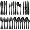 24-Piece Black Stainless Steel Cutlery Set – Dining, Gift