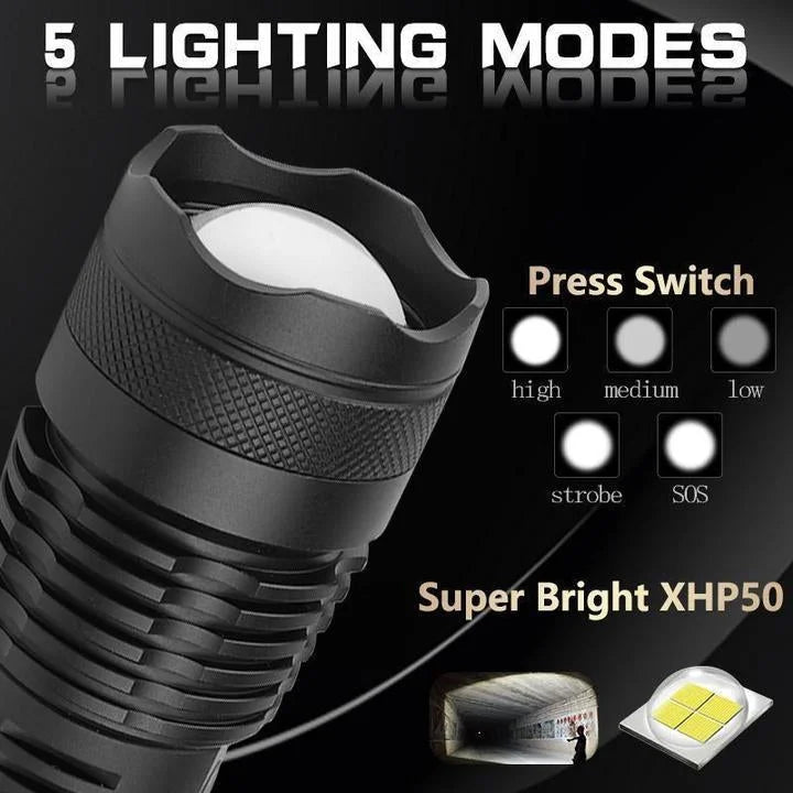90000 Lumens Xhp50.2 Flashlight – Outdoor Adventure, Emergency Use