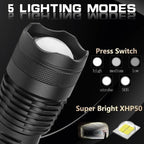 90000 Lumens Xhp50.2 Flashlight – Outdoor Adventure, Emergency Use
