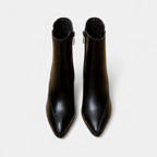 Ankle-High Pointed-Toe Women's Boots with Block Heel and Zig-Zag Stitching for Casual or Dressy Occasions