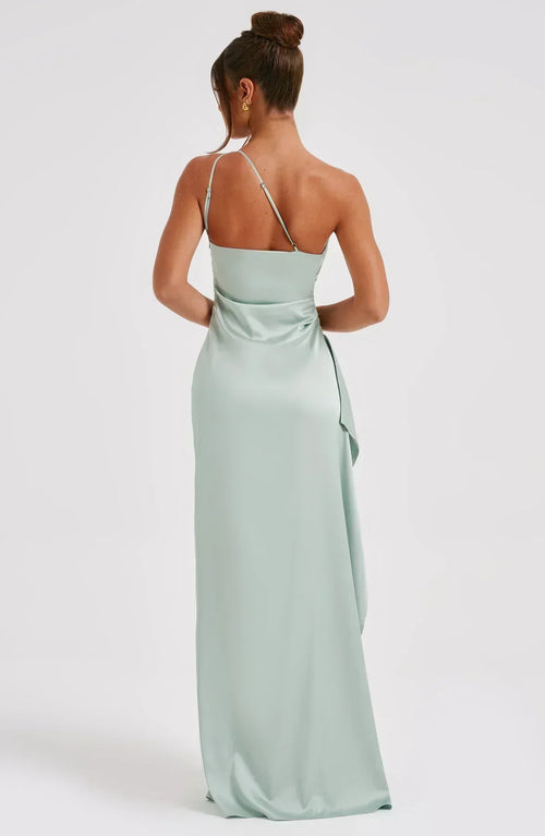 Asymmetric Slit Maxi Evening Dress for Women - Warm-Season Party Wear