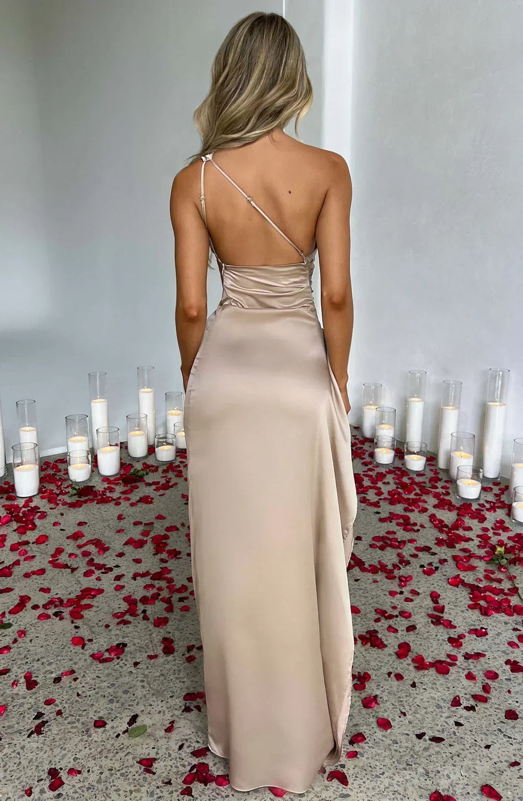 Asymmetric Slit Maxi Evening Dress for Women - Warm-Season Party Wear