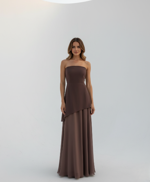 Asymmetrical Maxi Dress for Wedding Guests - Elegant Chiffon Evening Gown