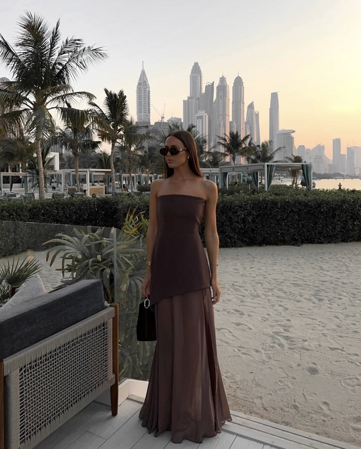 Asymmetrical Maxi Dress for Wedding Guests - Elegant Chiffon Evening Gown