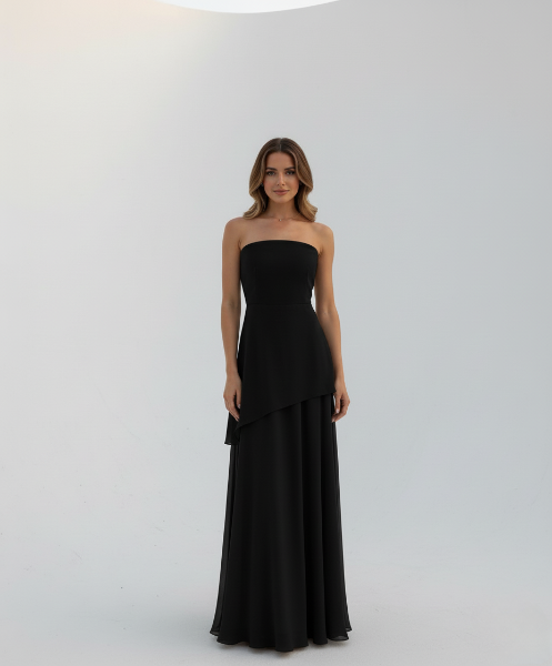 Asymmetrical Maxi Dress for Wedding Guests - Elegant Chiffon Evening Gown