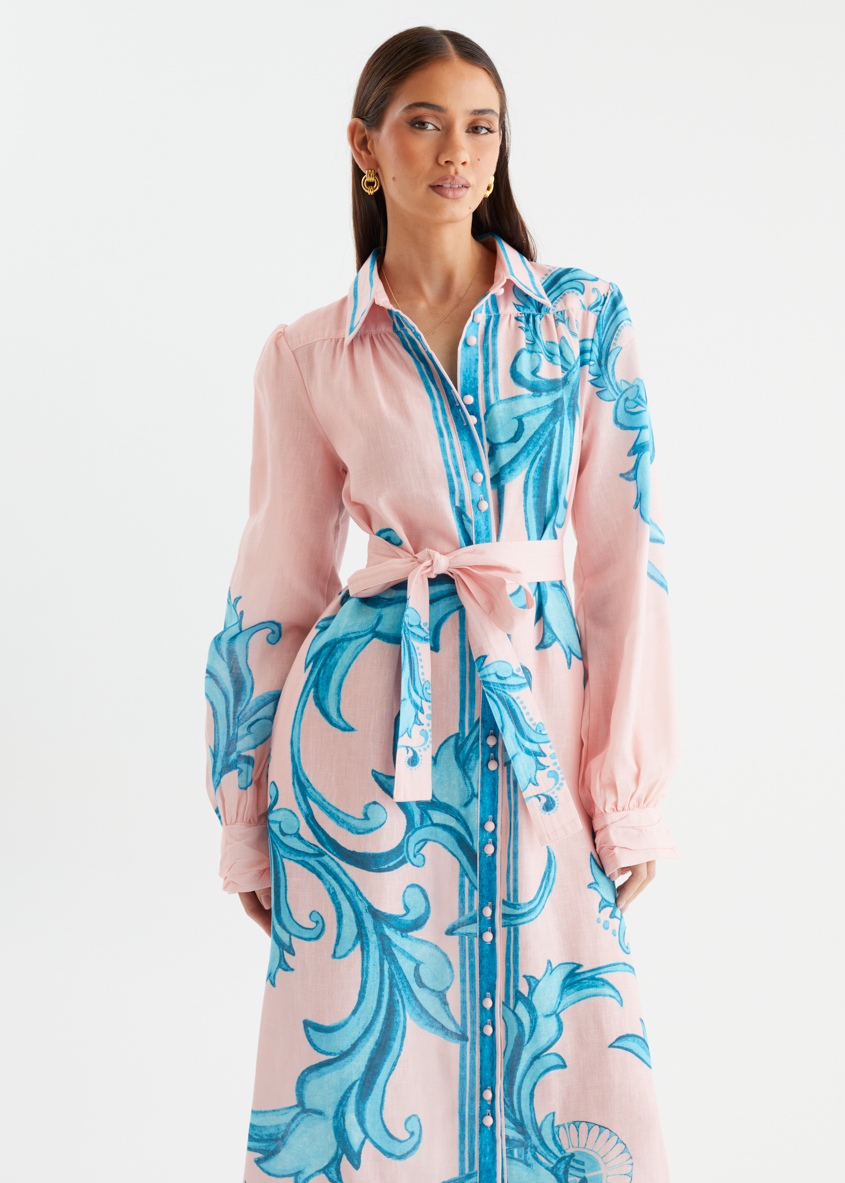 Belted Shirt Dress in Lightweight Fabric for Casual or Office Wear