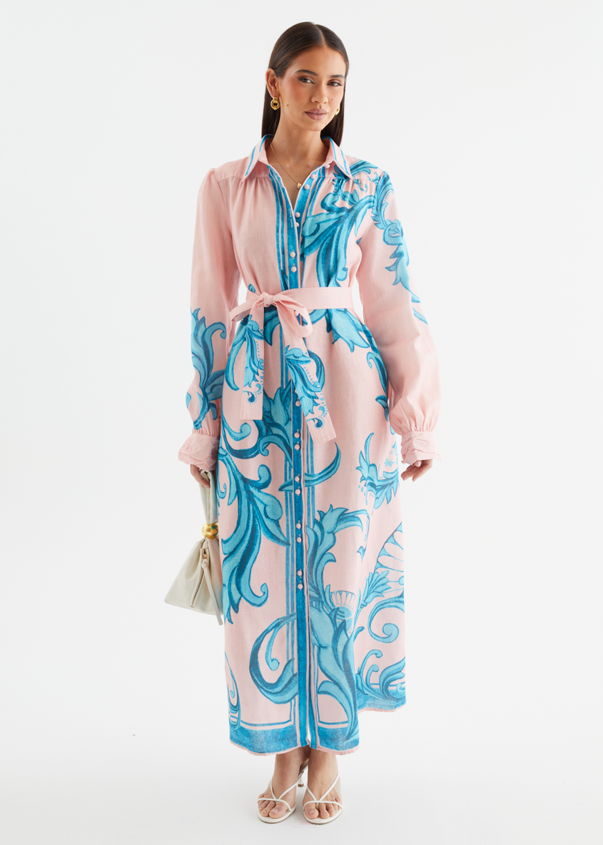 Belted Shirt Dress in Lightweight Fabric for Casual or Office Wear