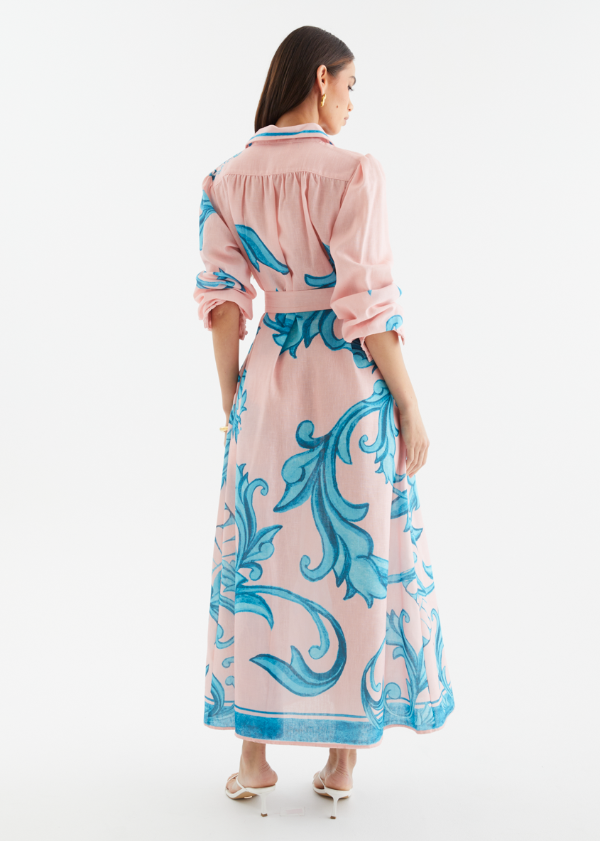 Belted Shirt Dress in Lightweight Fabric for Casual or Office Wear