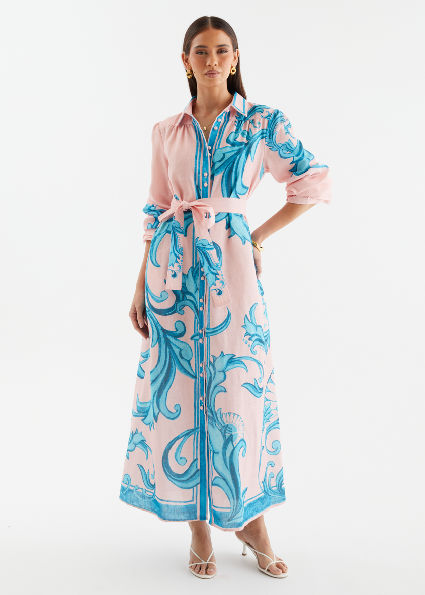 Belted Shirt Dress in Lightweight Fabric for Casual or Office Wear