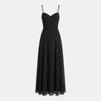 Black Polka Dot Maxi Dress for Wedding Guests - Elegant and Comfortable Design