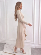 Black V-Neck Sheath Midi Dress Women UK – Formal Occasion Wedding Guest Evening Gown, Cocktail