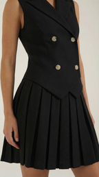 Blazer Mini Dress - Tailored Fit, Polyester Blend - Chic Evening Wear for Women
