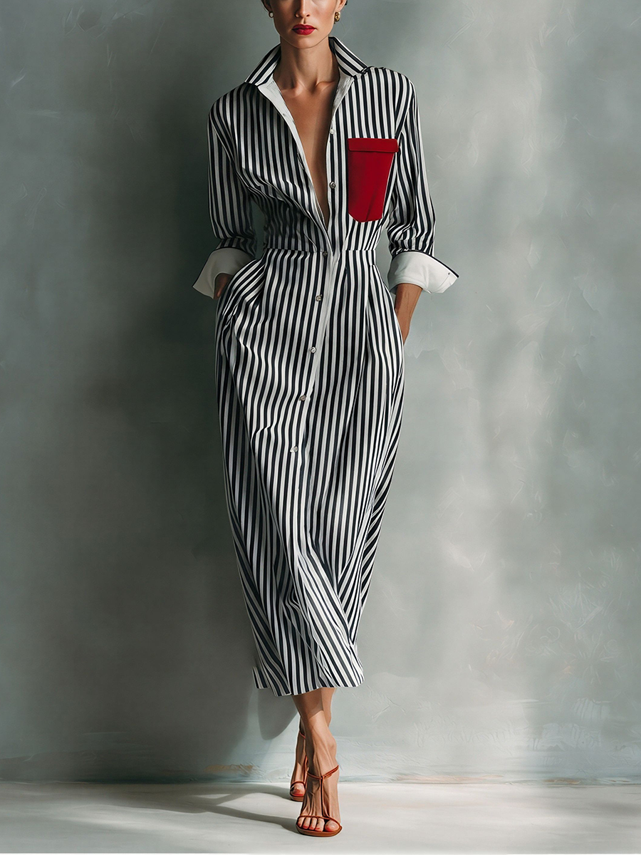 Blue And White Cotton Blend Striped Shirt Dress Women UK – Smart Casual Holiday Wear Brunch