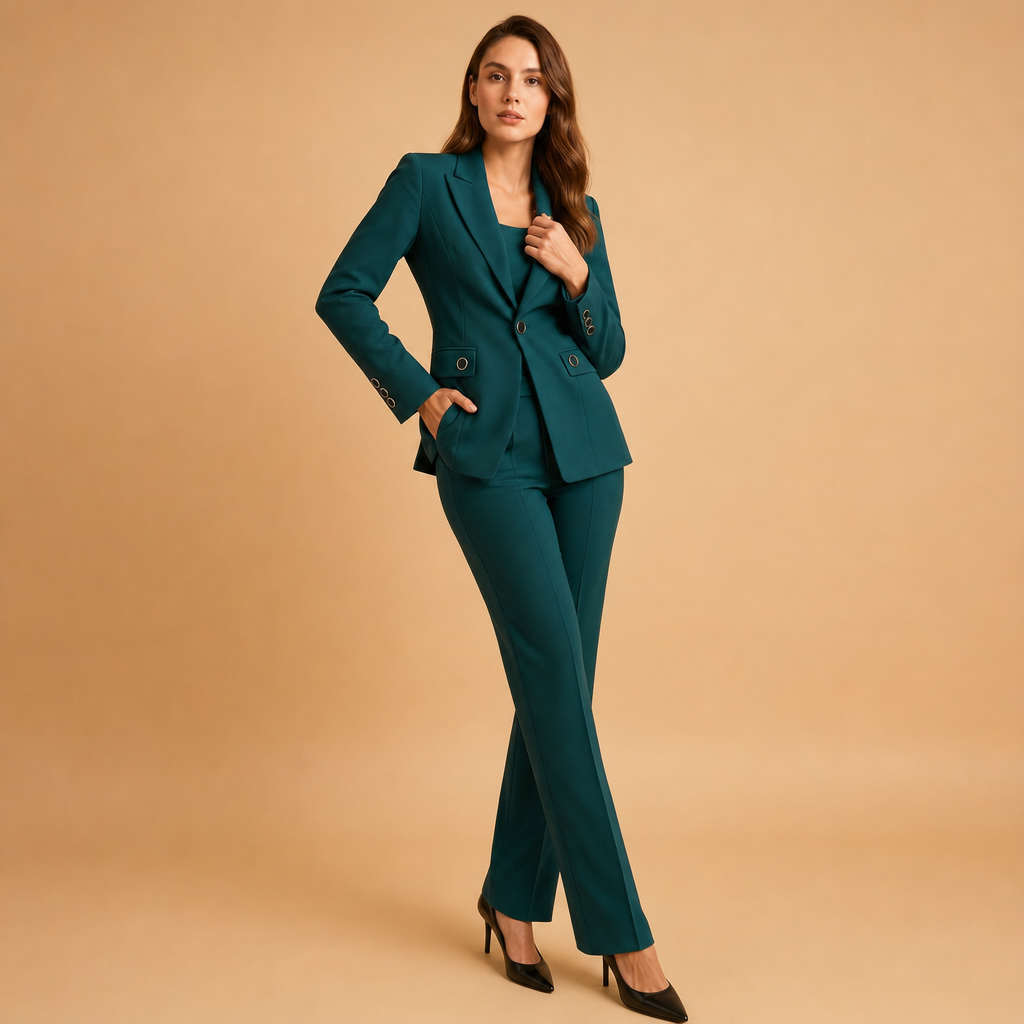 Blue Ladies Trouser Suit UK – Women's Blazer & Pants Set, Office Wear Workwear Formal Occasion