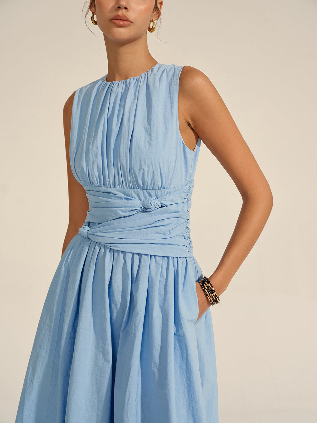 Blue Midi Dress - Lightweight Fabric - Casual Style - Perfect for Summer Events