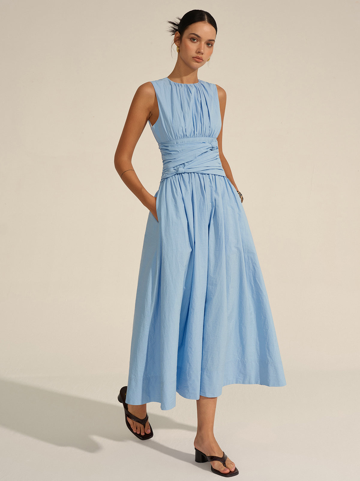 Blue Midi Dress - Lightweight Fabric - Casual Style - Perfect for Summer Events