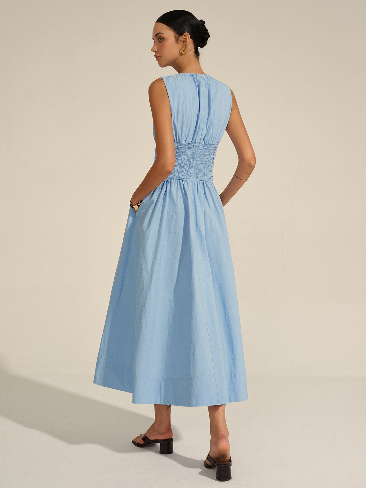 Blue Midi Dress - Lightweight Fabric - Casual Style - Perfect for Summer Events