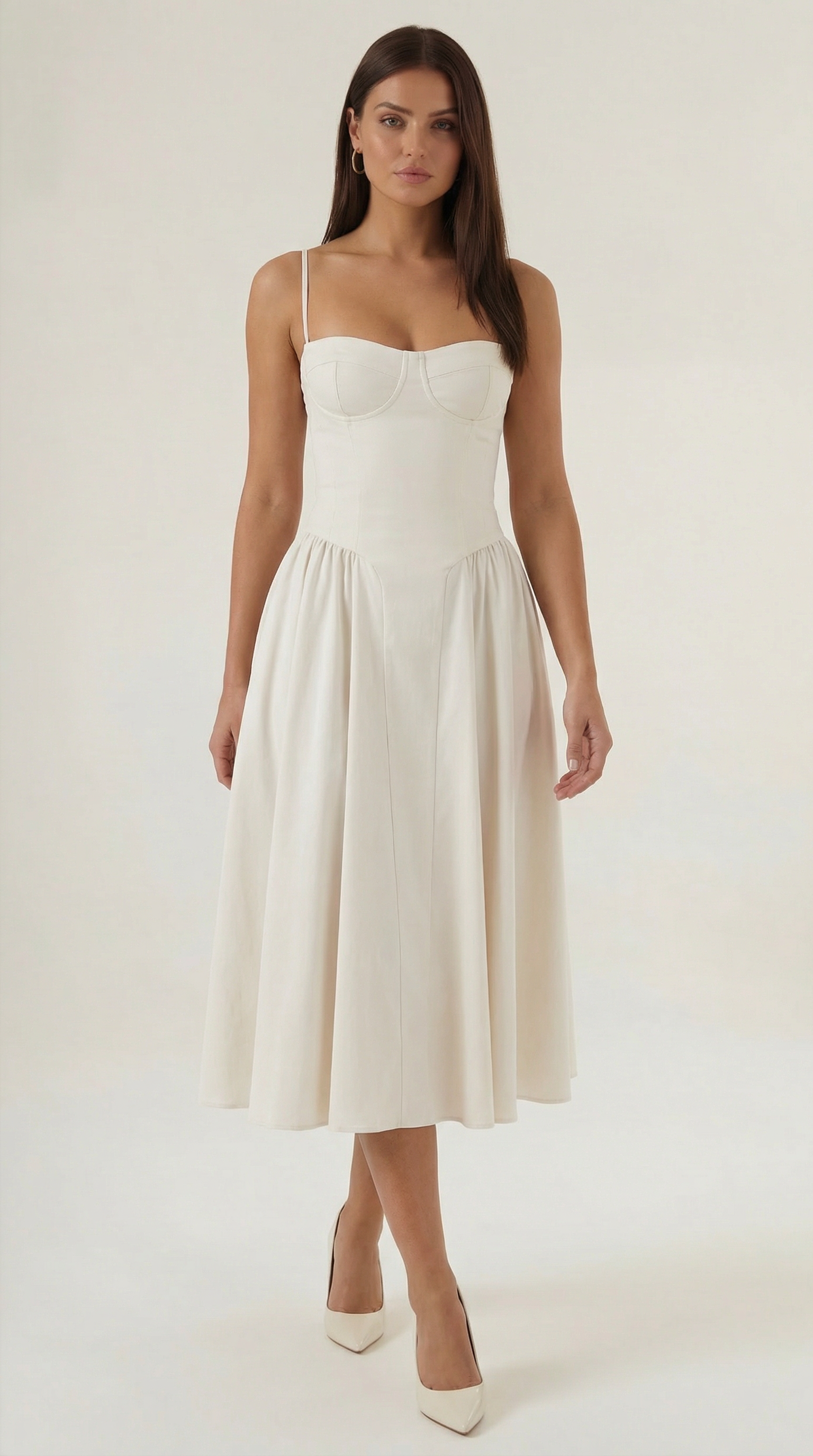 Corset Midi Dress Women UK – Formal Occasion Wedding Guest Evening Gown, Cocktail