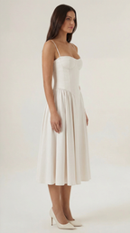 Corset Midi Dress Women UK – Formal Occasion Wedding Guest Evening Gown, Cocktail