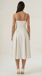 Corset Midi Dress Women UK – Formal Occasion Wedding Guest Evening Gown, Cocktail