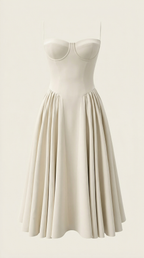 Corset Midi Dress Women UK – Formal Occasion Wedding Guest Evening Gown, Cocktail