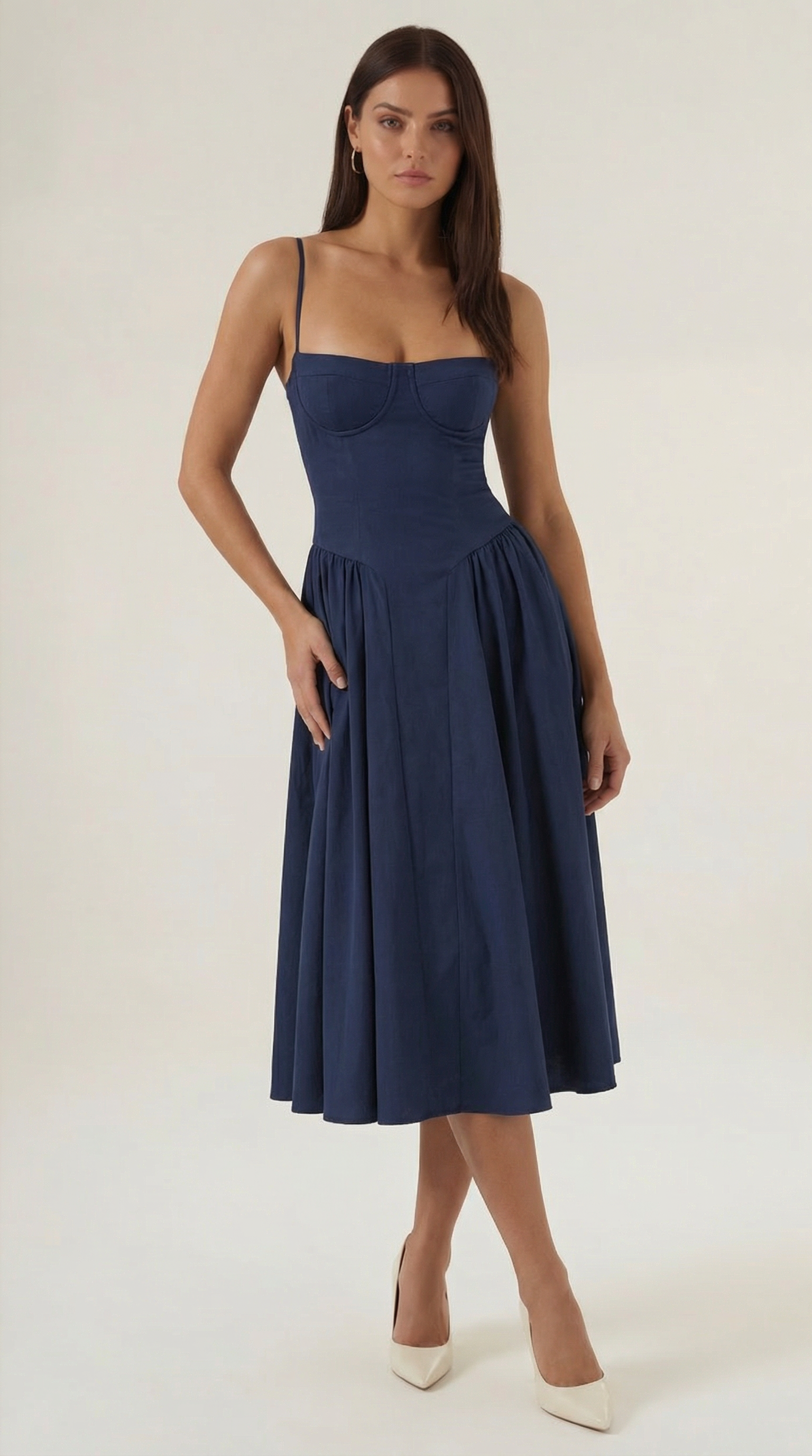 Corset Midi Dress Women UK – Formal Occasion Wedding Guest Evening Gown, Cocktail