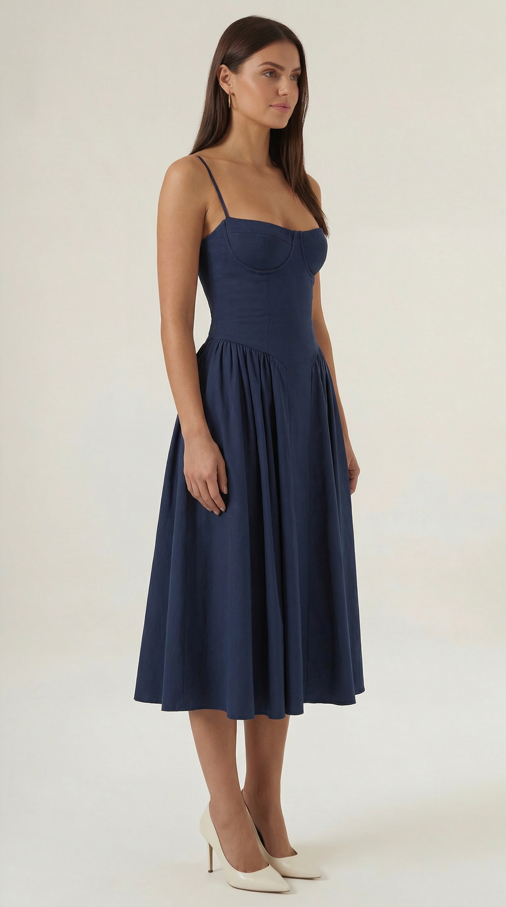 Corset Midi Dress Women UK – Formal Occasion Wedding Guest Evening Gown, Cocktail
