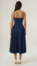Corset Midi Dress Women UK – Formal Occasion Wedding Guest Evening Gown, Cocktail