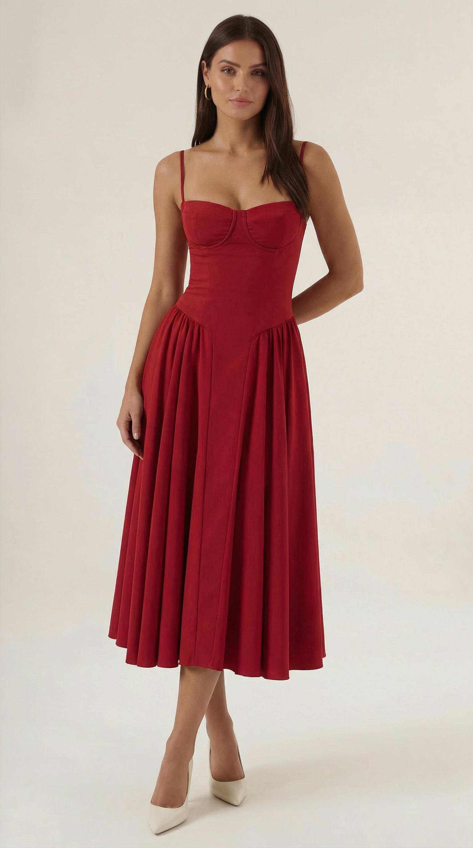 Corset Midi Dress Women UK – Formal Occasion Wedding Guest Evening Gown, Cocktail