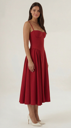 Corset Midi Dress Women UK – Formal Occasion Wedding Guest Evening Gown, Cocktail