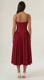 Corset Midi Dress Women UK – Formal Occasion Wedding Guest Evening Gown, Cocktail