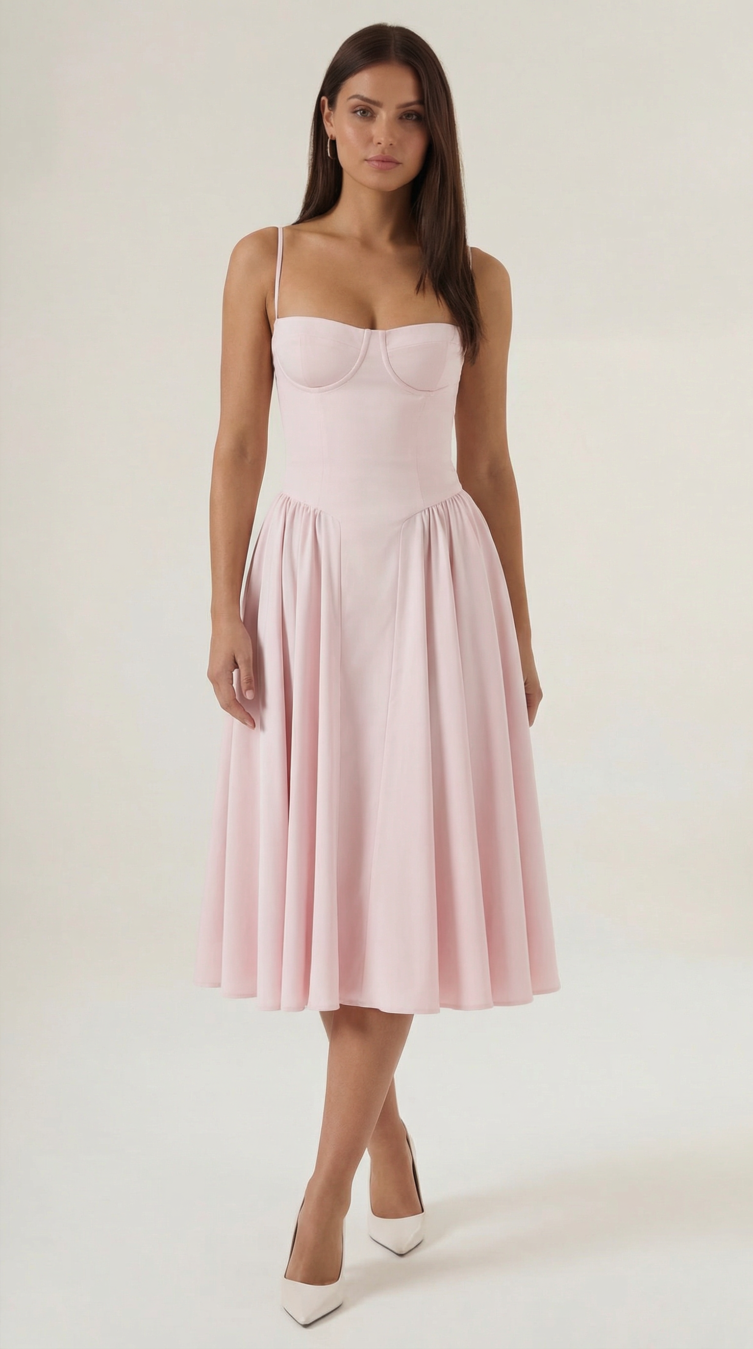 Corset Midi Dress Women UK – Formal Occasion Wedding Guest Evening Gown, Cocktail