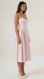 Corset Midi Dress Women UK – Formal Occasion Wedding Guest Evening Gown, Cocktail