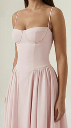 Corset Midi Dress Women UK – Formal Occasion Wedding Guest Evening Gown, Cocktail