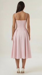 Corset Midi Dress Women UK – Formal Occasion Wedding Guest Evening Gown, Cocktail