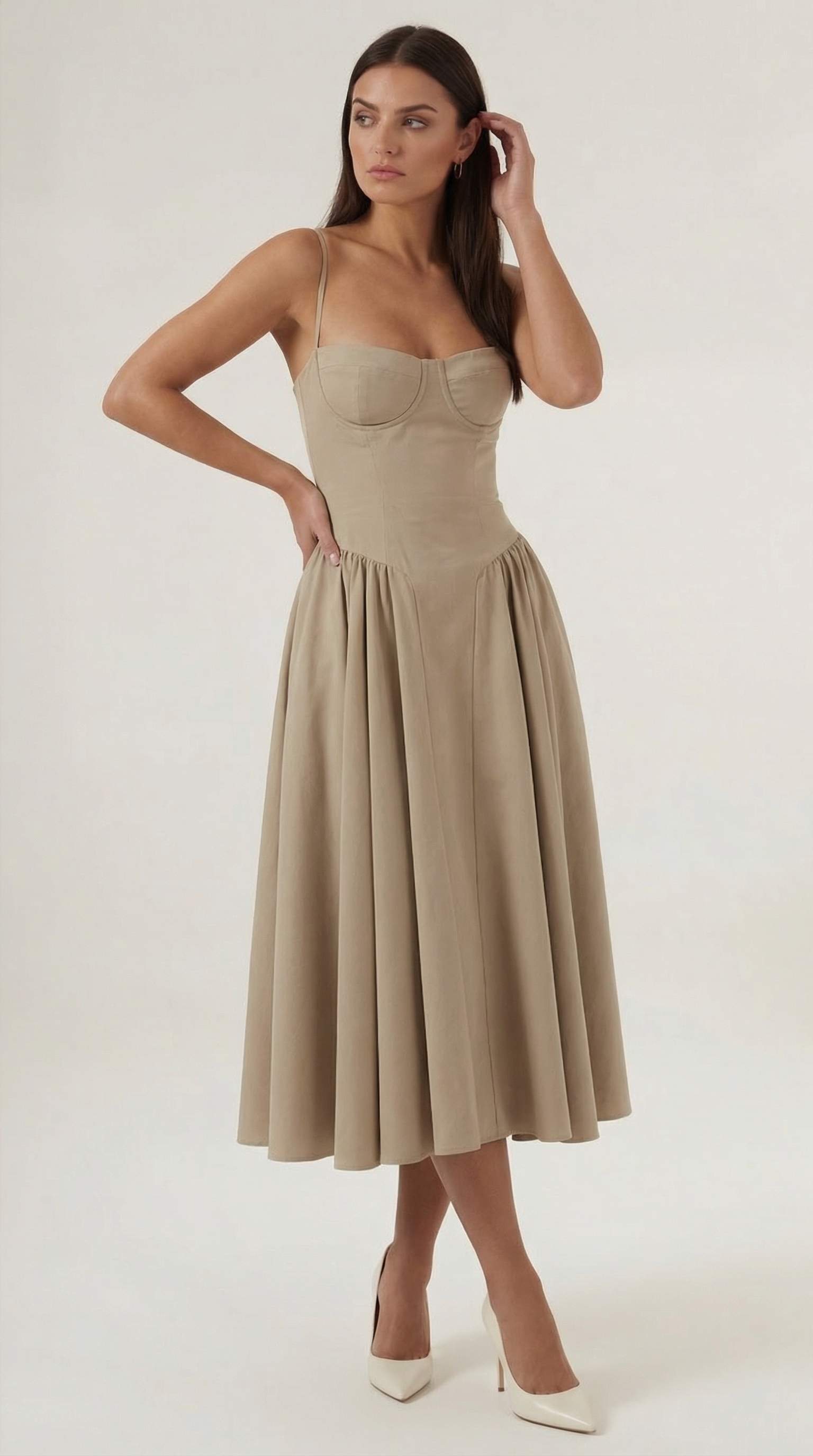 Corset Midi Dress Women UK – Formal Occasion Wedding Guest Evening Gown, Cocktail
