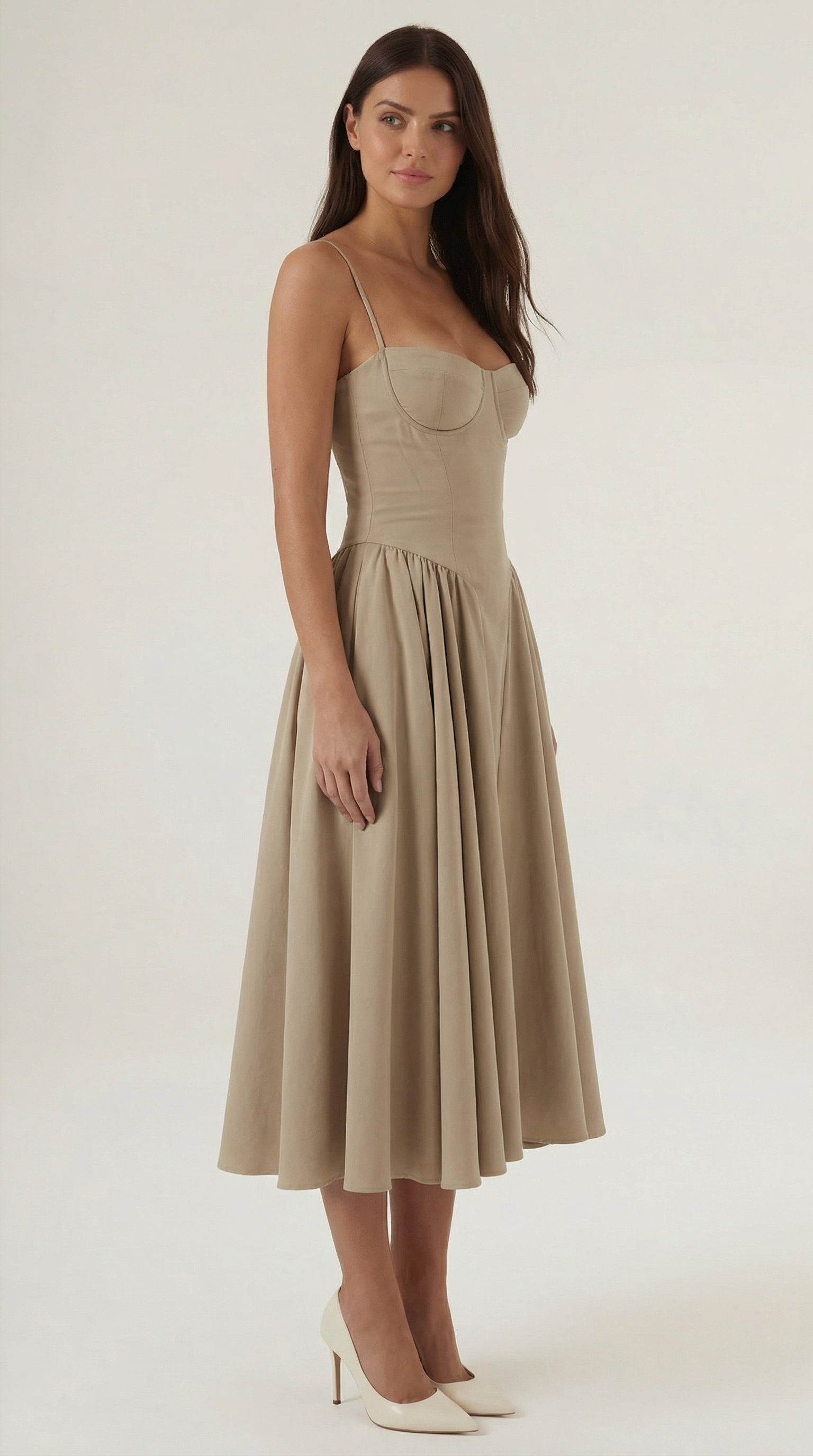 Corset Midi Dress Women UK – Formal Occasion Wedding Guest Evening Gown, Cocktail