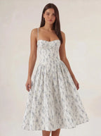 Corset Midi Dress Women UK – Formal Occasion Wedding Guest Evening Gown, Cocktail