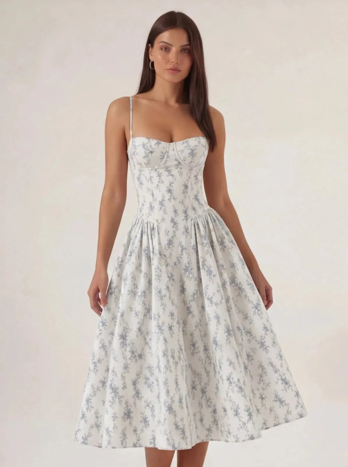 Corset Midi Dress Women UK – Formal Occasion Wedding Guest Evening Gown, Cocktail