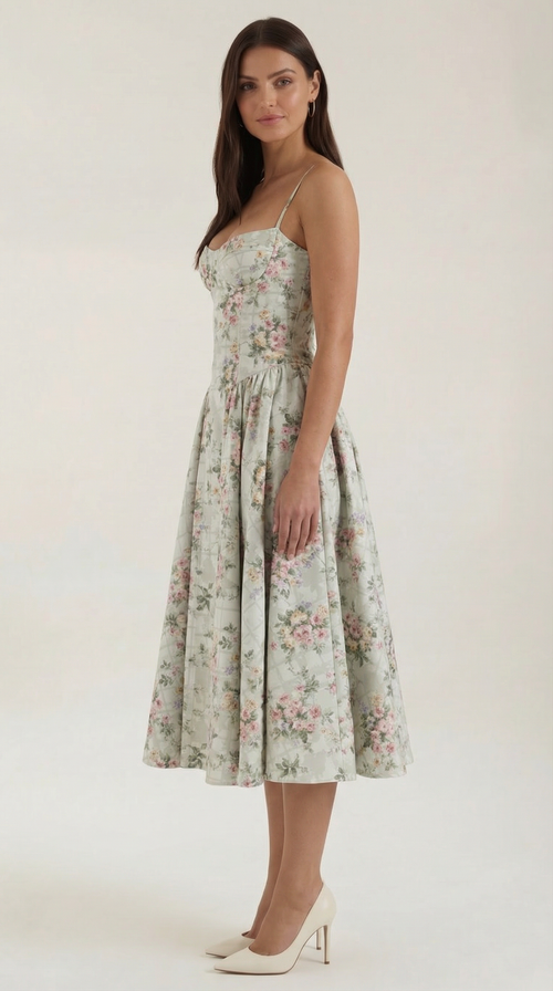 Corset Midi Dress in Elegant Fabric - Perfect for Formal Events and Special Occasions