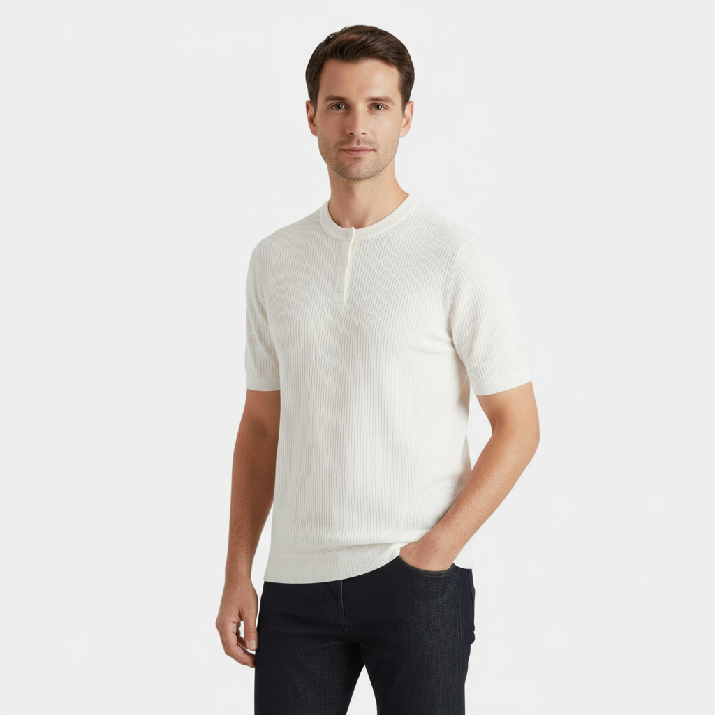 Cotton Henley T-Shirt for Men - Casual Short Sleeve Top for Everyday Wear in Various Colors and Sizes