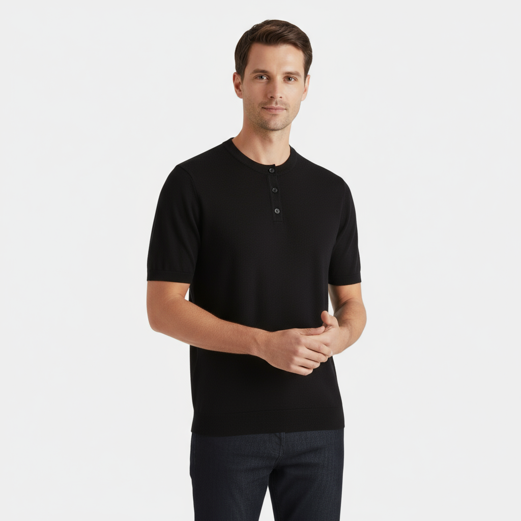 Cotton Henley T-Shirt for Men - Casual Short Sleeve Top for Everyday Wear in Various Colors and Sizes