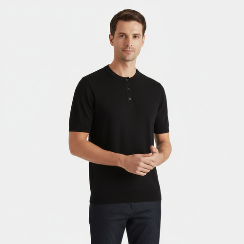 Cotton Henley T-Shirt for Men - Casual Short Sleeve Top for Everyday Wear in Various Colors and Sizes