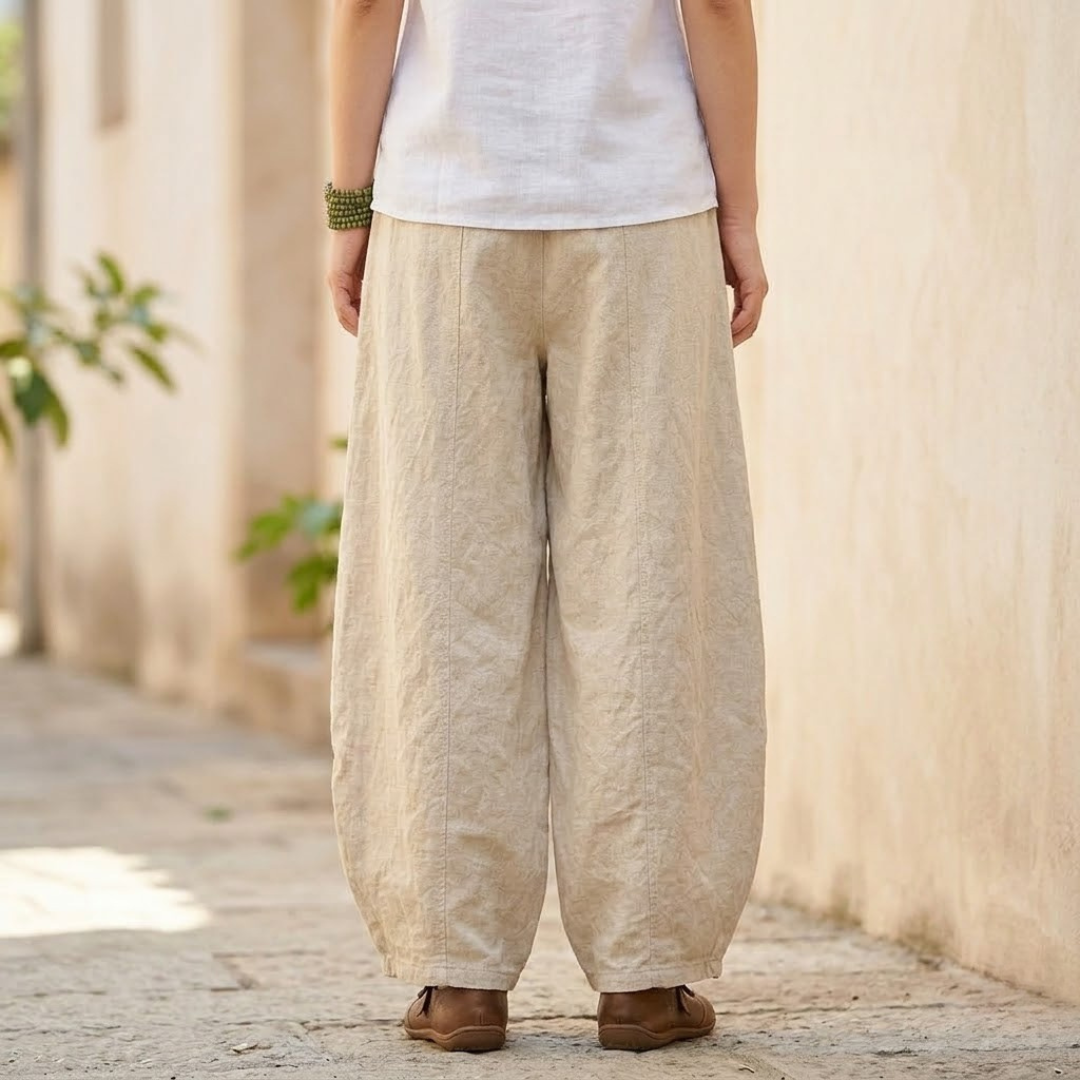 Cotton Linen High Waist Lantern Trousers for Women - Casual Chic Style