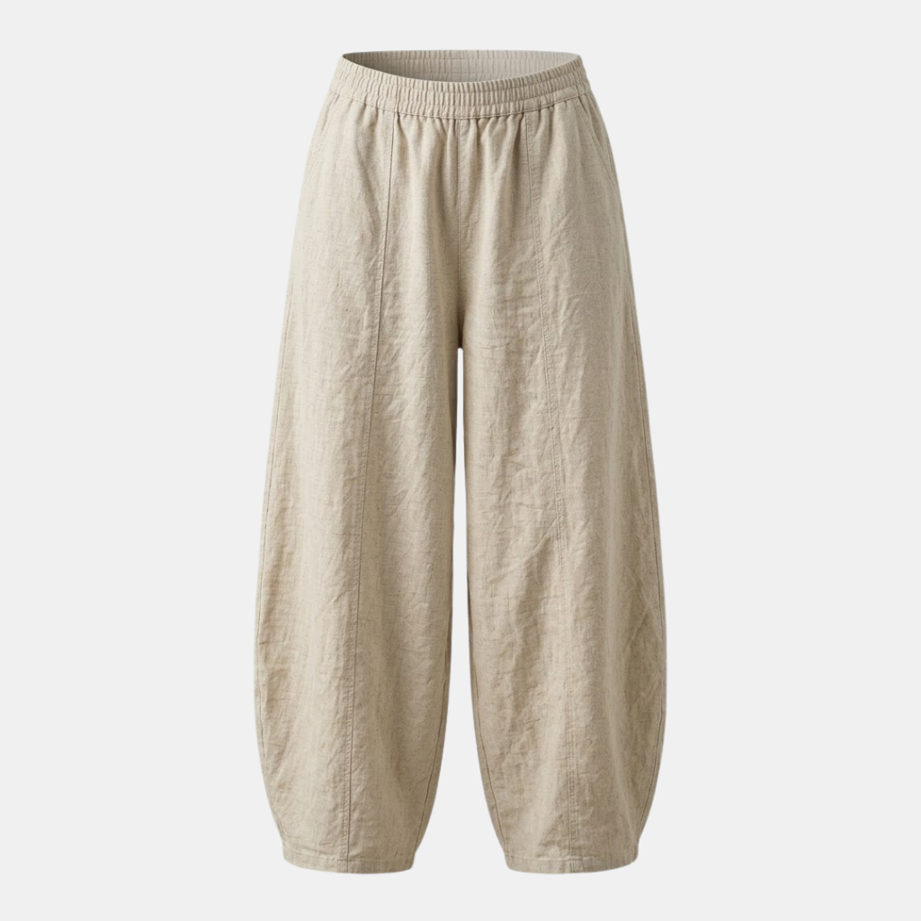 Cotton Linen High Waist Lantern Trousers for Women - Casual Chic Style
